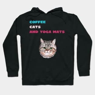 Coffee cats and yoga mats funny yoga and cat drawing Hoodie